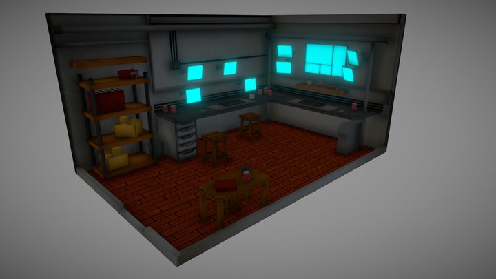Cyberpunk Computer Room 3D Model