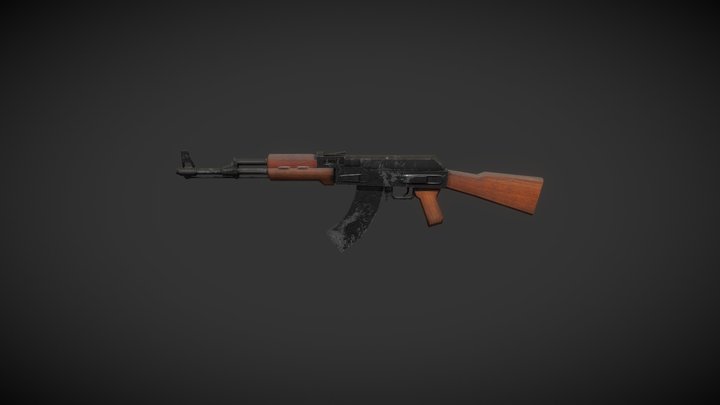 AK-47 Low Poly 3D Model