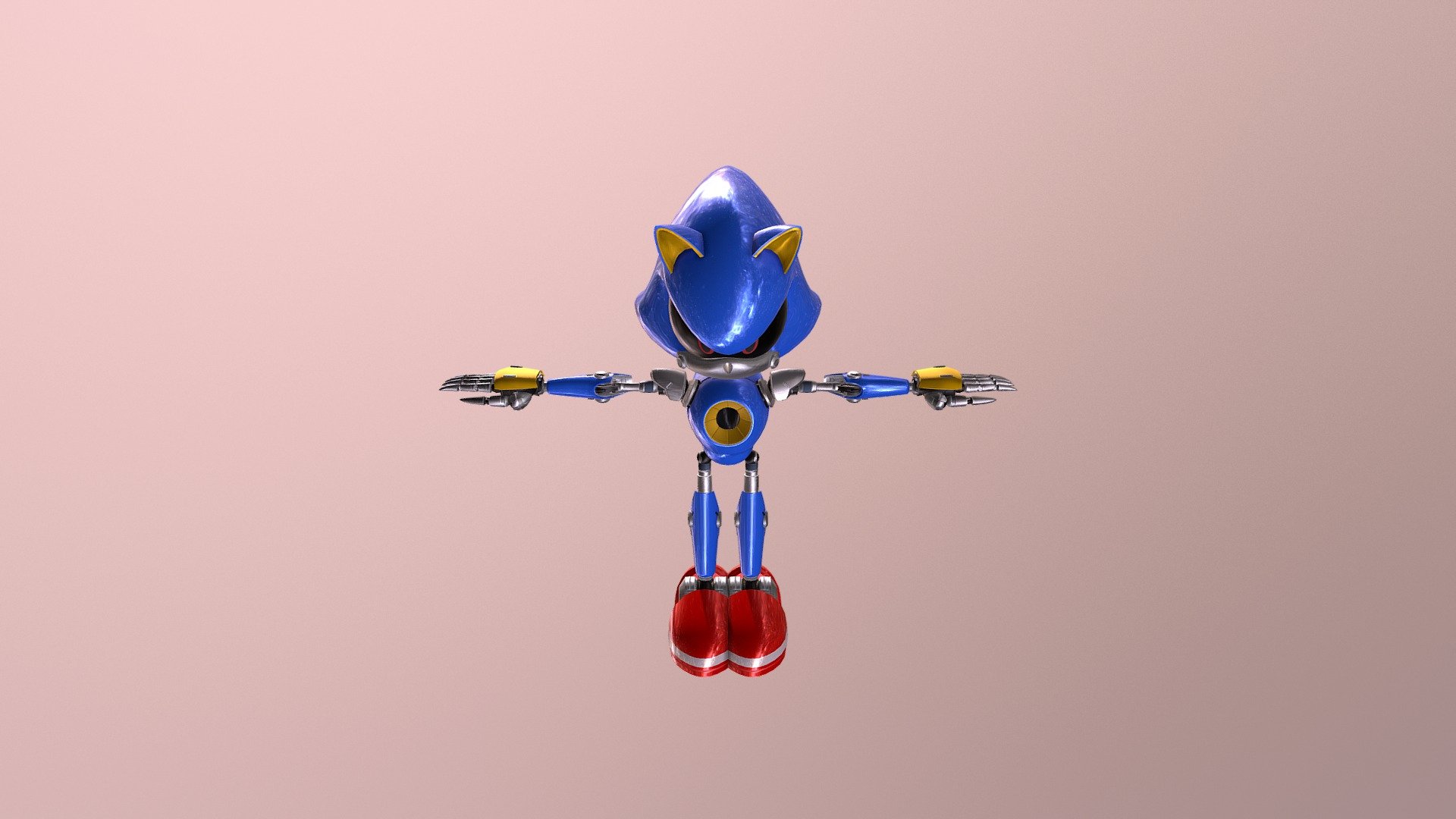 Blender 2.9 Rig: Metal Sonic with Custom Anime Metal Shader