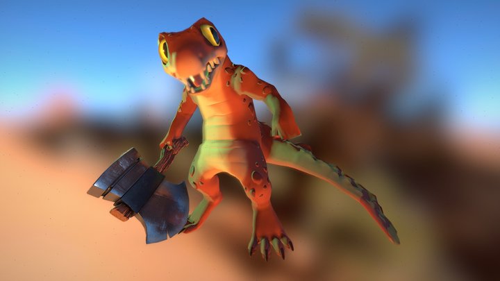 croc with axe 3D Model