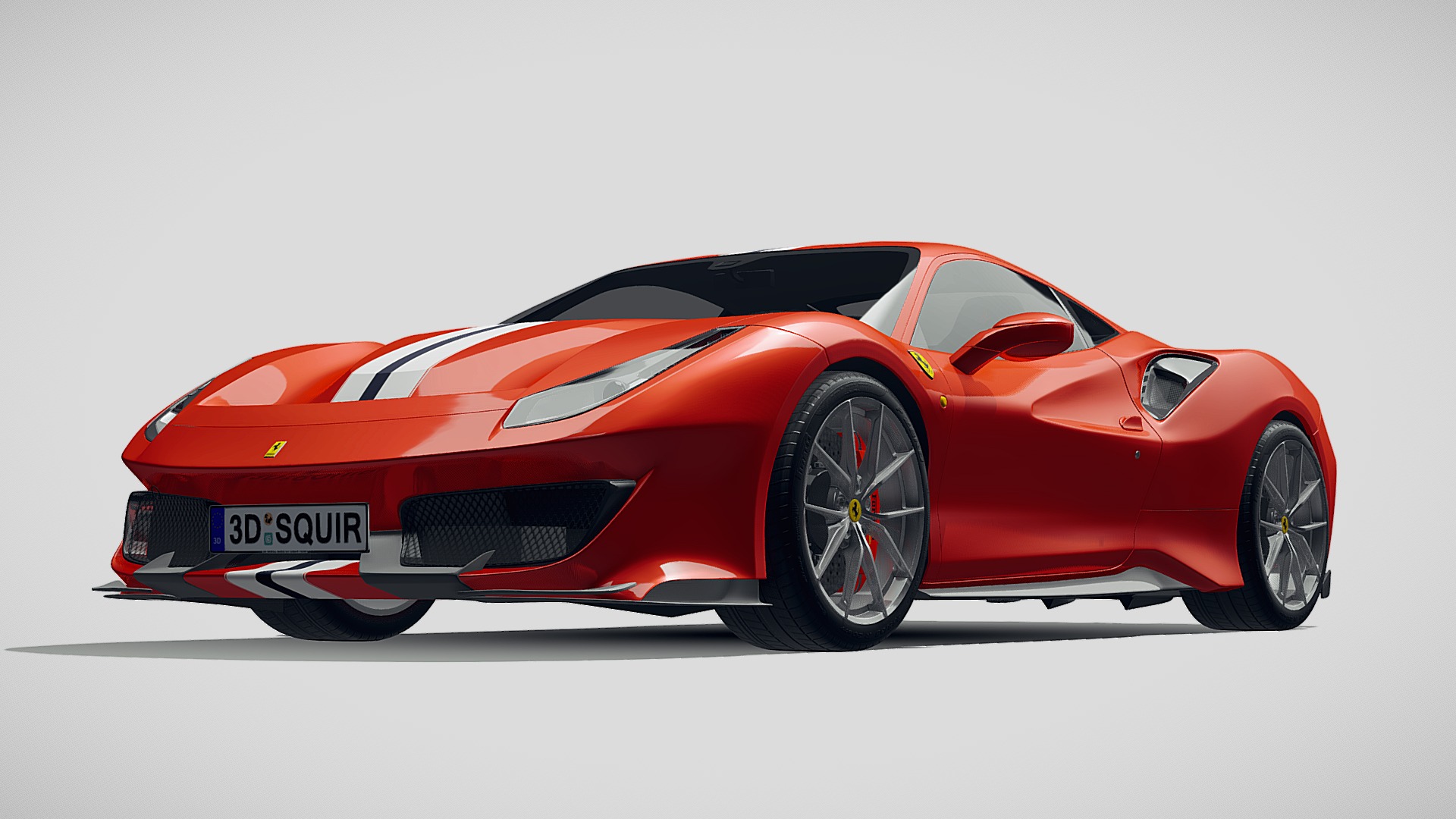3D model Ferrari 488 Pista 2019 - This is a 3D model of the Ferrari 488 Pista 2019. The 3D model is about a red sports car.