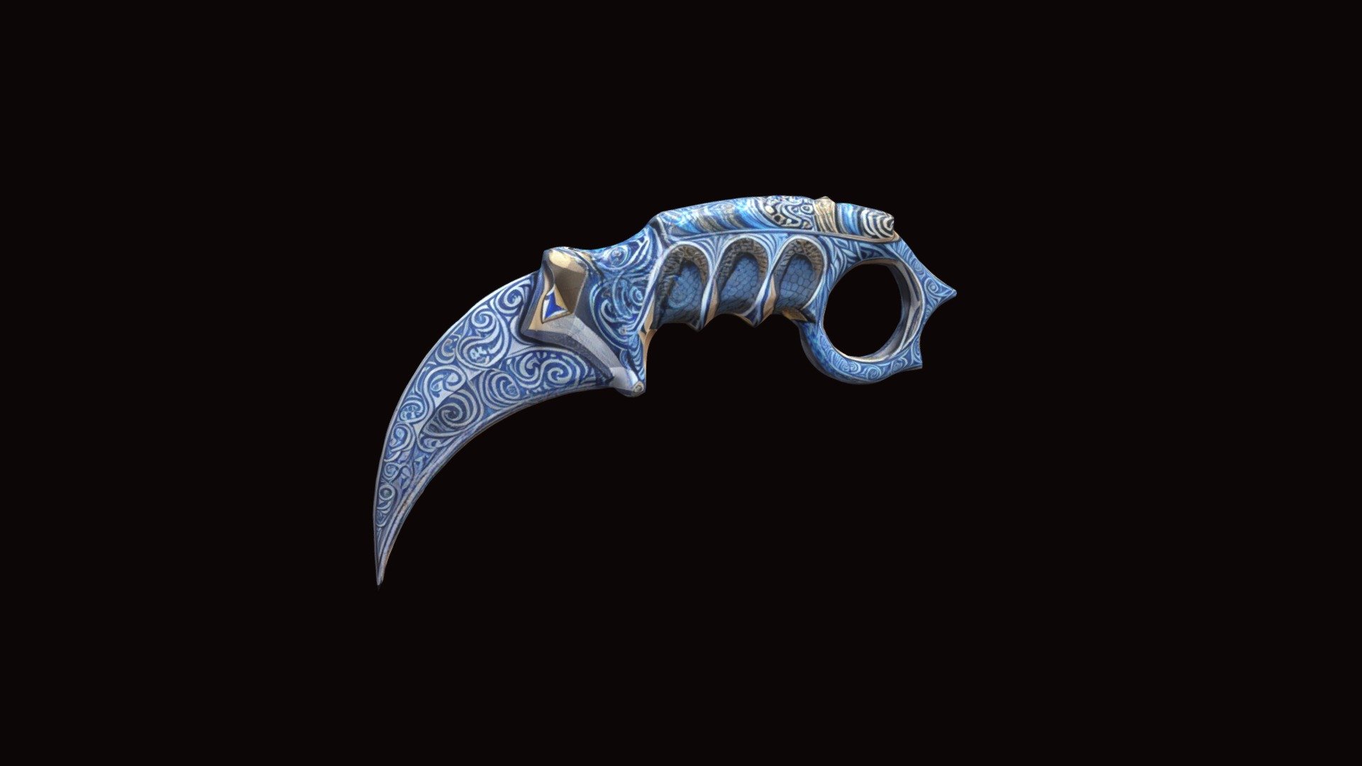 Ornate Blue Karambit Knife - Buy Royalty Free 3D model by Inventive ...