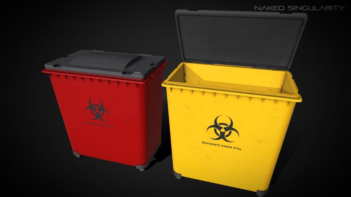 Biohazard Container -Red yellow | PBR Laboratory 3D Model
