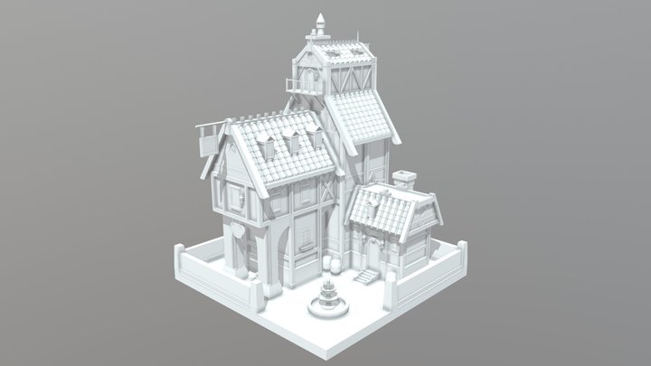 Medieval House - Upgraded (Textureless) 3D Model