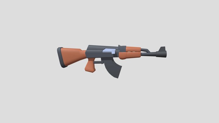 Cartoon Stylized AK47 3D Model