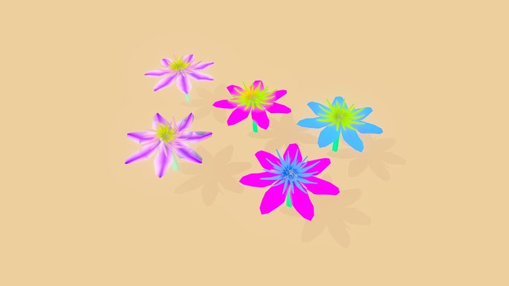 Low poly flower variations 3D Model