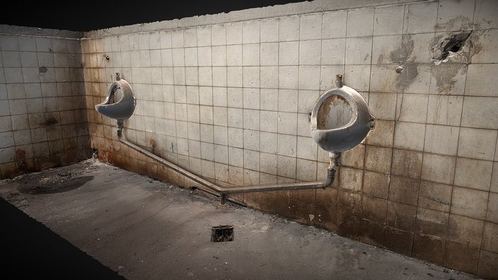 Industrial Old Toilet Urinal 3D Scan 3D Model