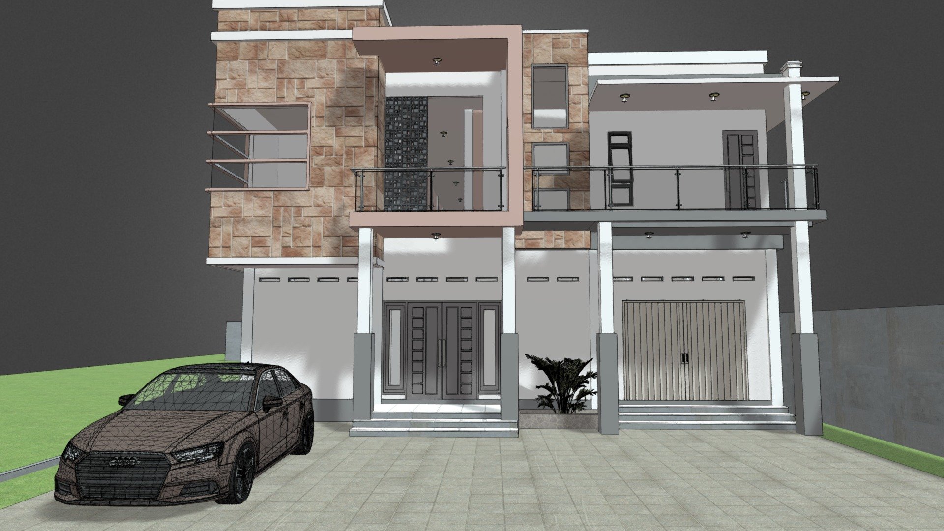 Desain Rumah Modern | Type 5 + Ruko untuk Jualan - 3D model by Budi ...