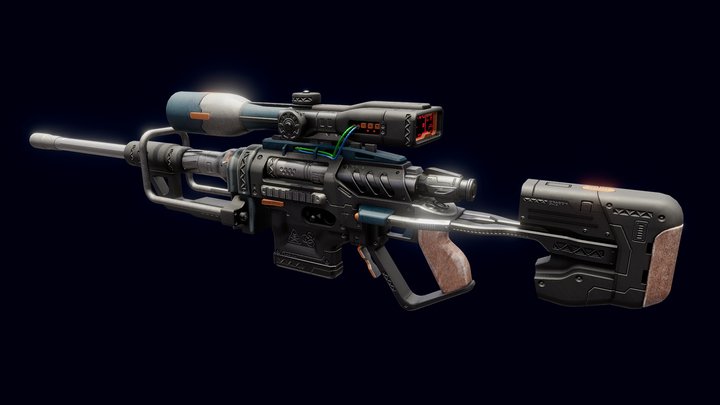 Sci Fi Weapon. Gameready Gun / Rifle. 3D Model