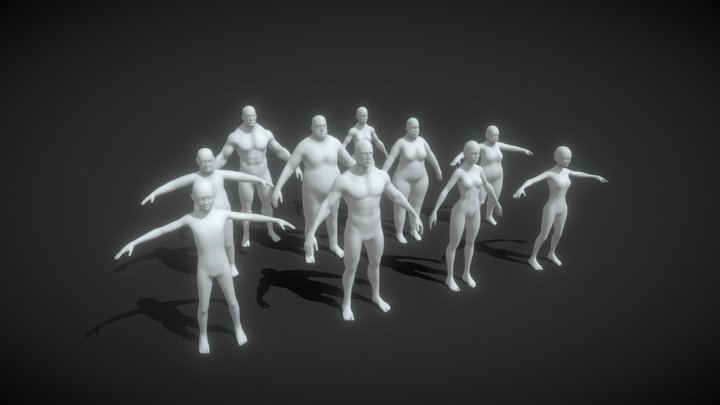 Human Body Base Mesh 10 3D Models Pack 10k Poly 3D Model