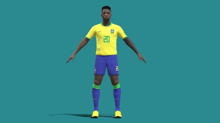 3D Rigged Vinicius Brazil Worldcup 2022 3D Model