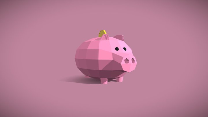 Cheerful Piggy Bank 3D Model