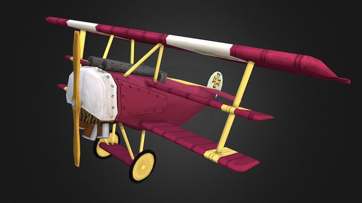 WW1 stylised plane: The fokker DR.1 3D Model