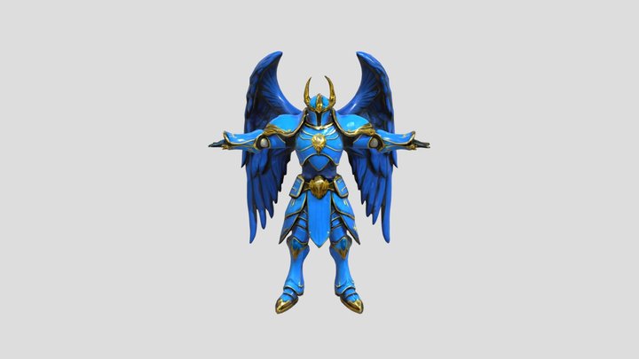 Azure Winged Guardian 3D Model