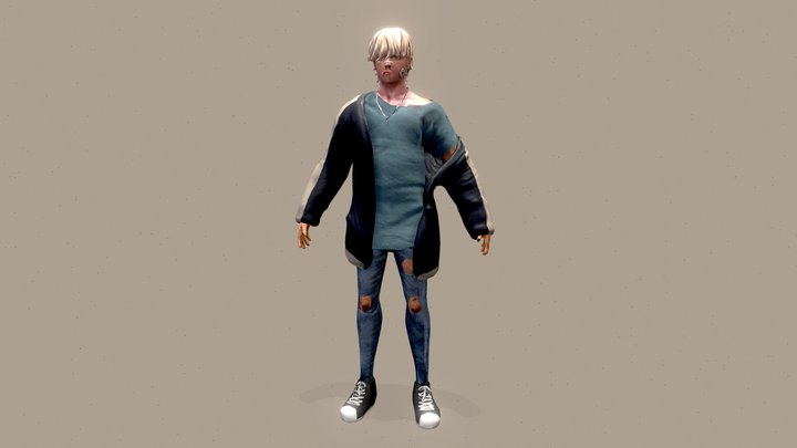 Full Body Delinquent Character Model 3D Model