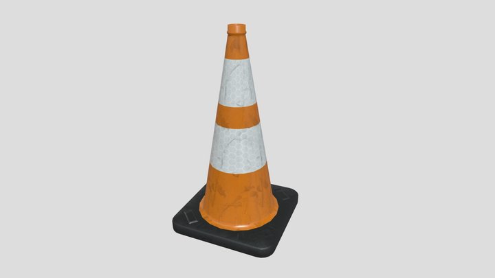 Traffic Cone Small Low Poly Game Ready 3D Model