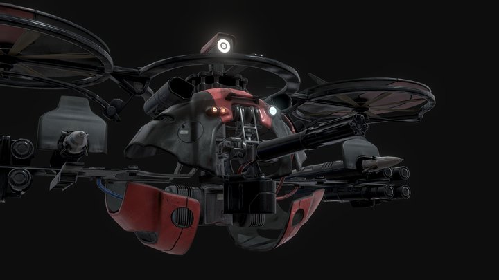 Game-ready military support drone 3D Model