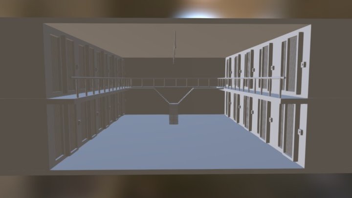 Prison Cell Block Gray Box 3D Model