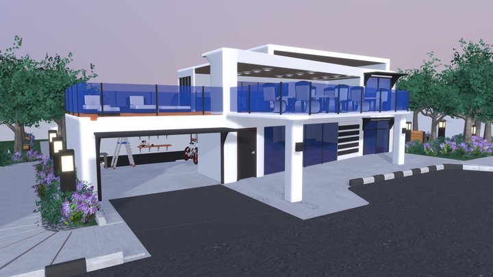 Minimalist House Scene Architecture Design 3D Model