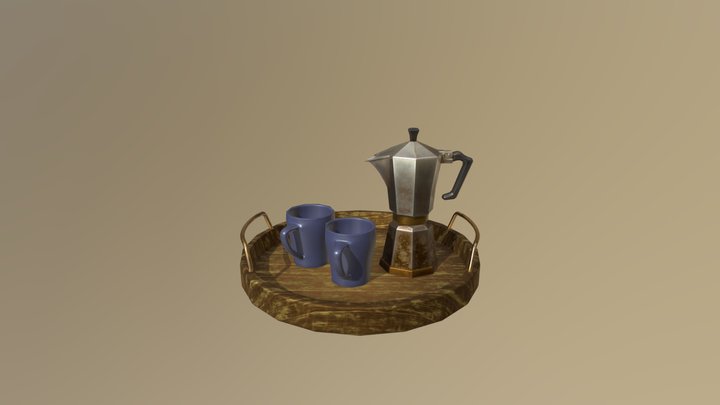 Moka Pot Coffee Tray 3D Model