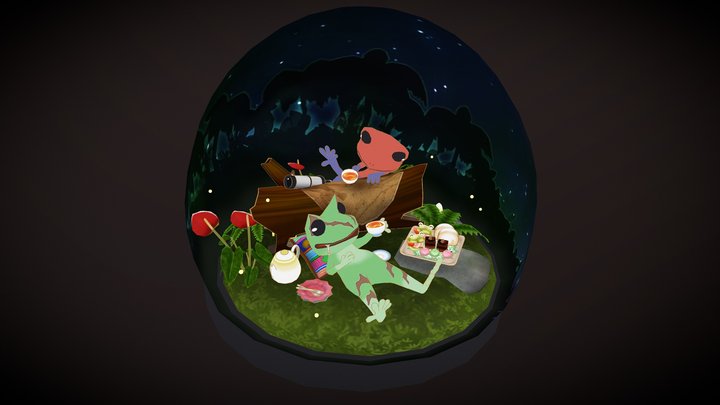 Froggies' Midnight Tea Break 3D Model