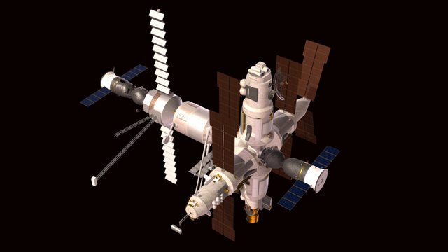 Mir Station with Soyuz and Progress docked