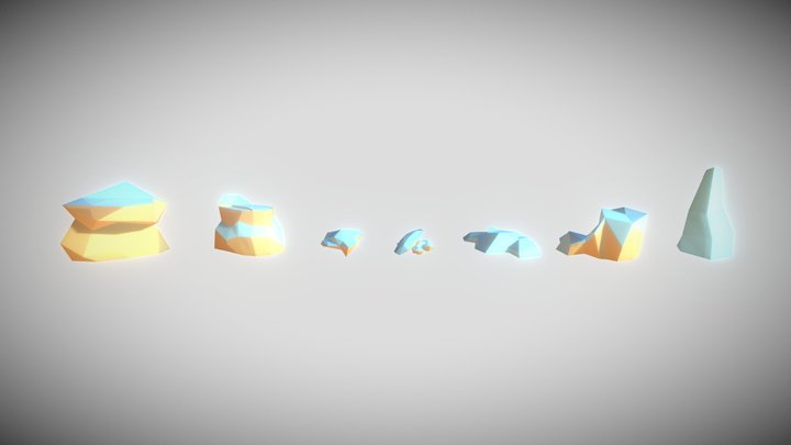 Low Poly Rocks Pack (Snow Season) 3D Model