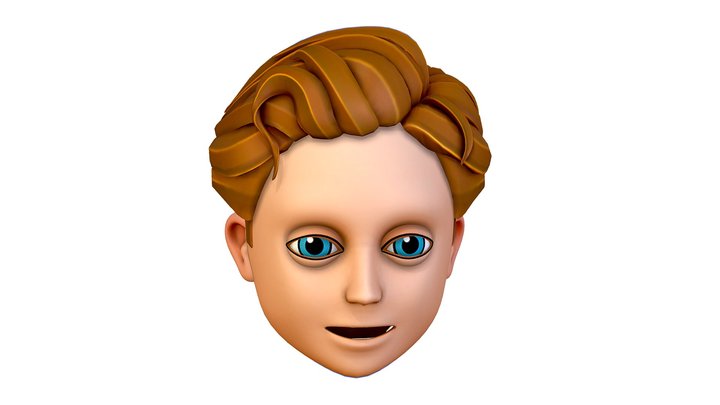 Short Hairstyle Cartoon Young Man Boy Head Icon 3D Model