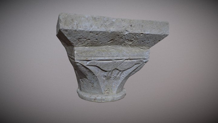 Capitel románico con aves 3D Model