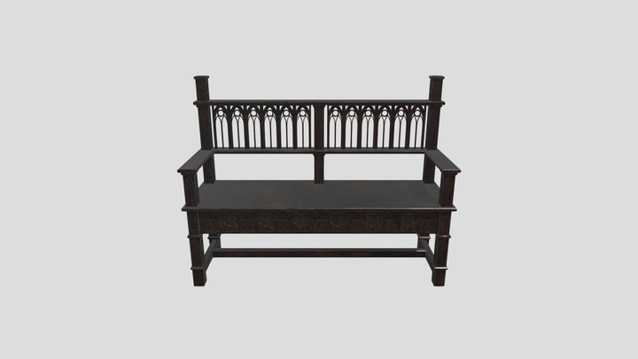 Gothic Architecture Inspired Church Bench 3D Model