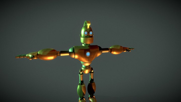 Bronze robot 3D Model
