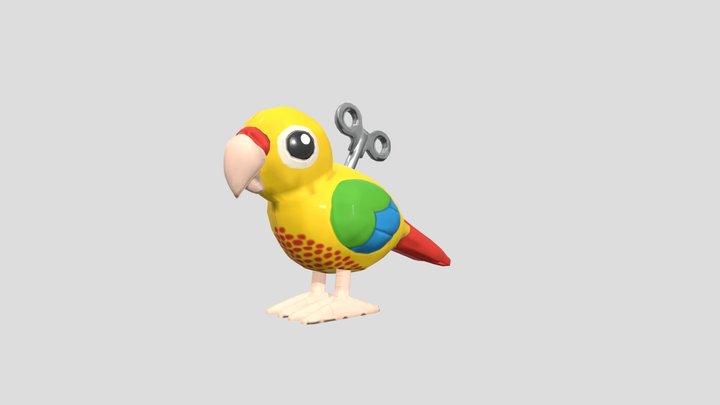 Wind-Up Bird Low Poly with Textures 3D Model
