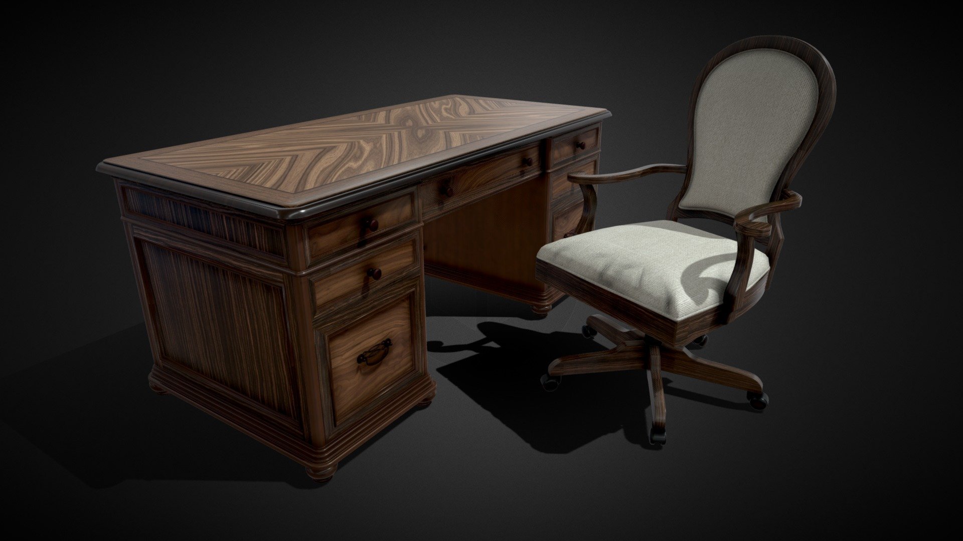 Executive Desk And Chair Set Buy Royalty Free 3D model by Sunny
