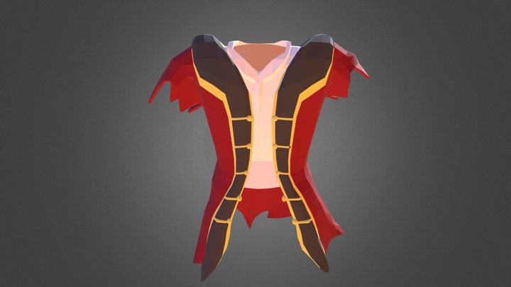 Low poly pirate torso - coat and shirt 3D Model
