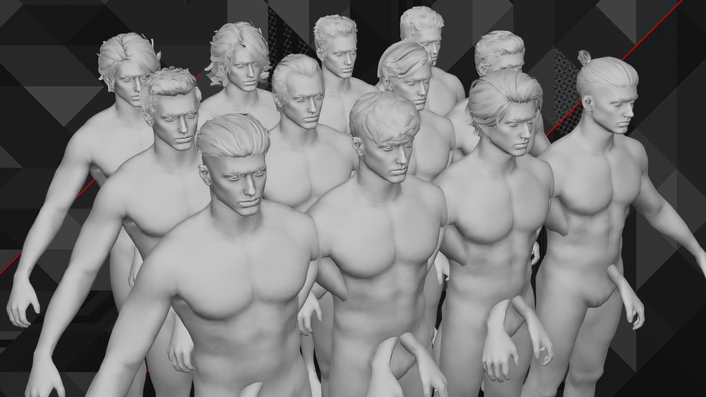 FREE Male Fashion Hair collection 02 lowpoly