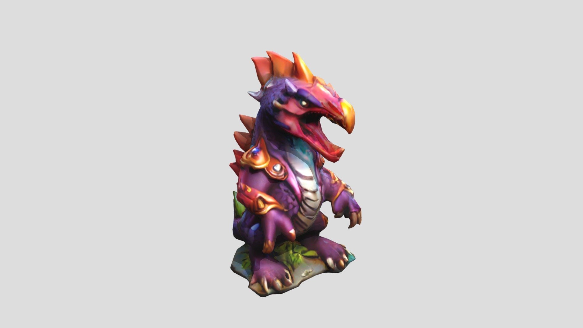 A fierce purple dragon with golden armor stands - Download Free 3D ...
