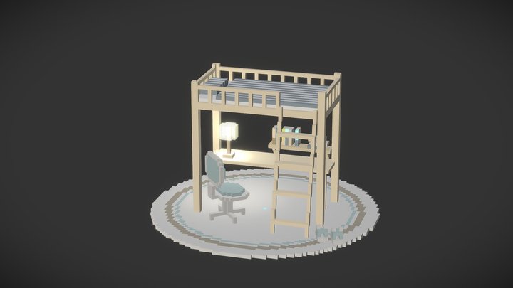 Voxel Bunkbed 3D Model