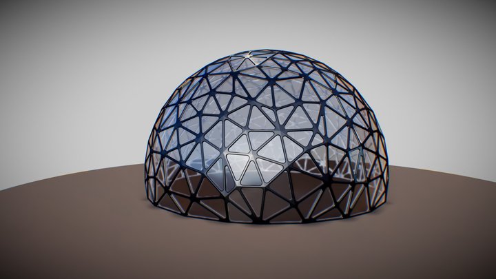 High Poly Tessellated Glass dome 3D Model