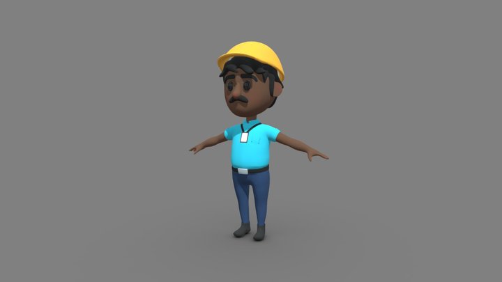 Cartoon male engineer 3D Model