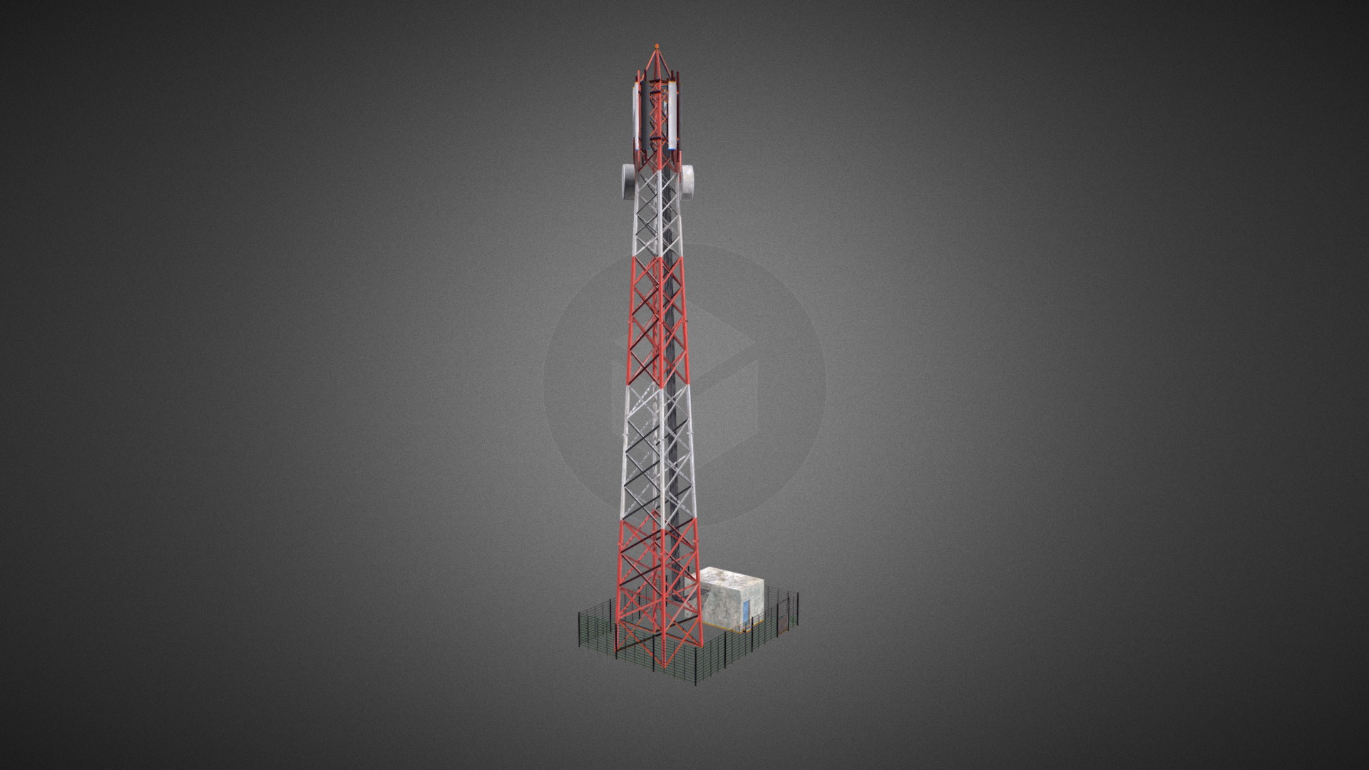 3D model Cell phone Tower - This is a 3D model of the Cell phone Tower. The 3D model is about a tall tower with a red and white top.