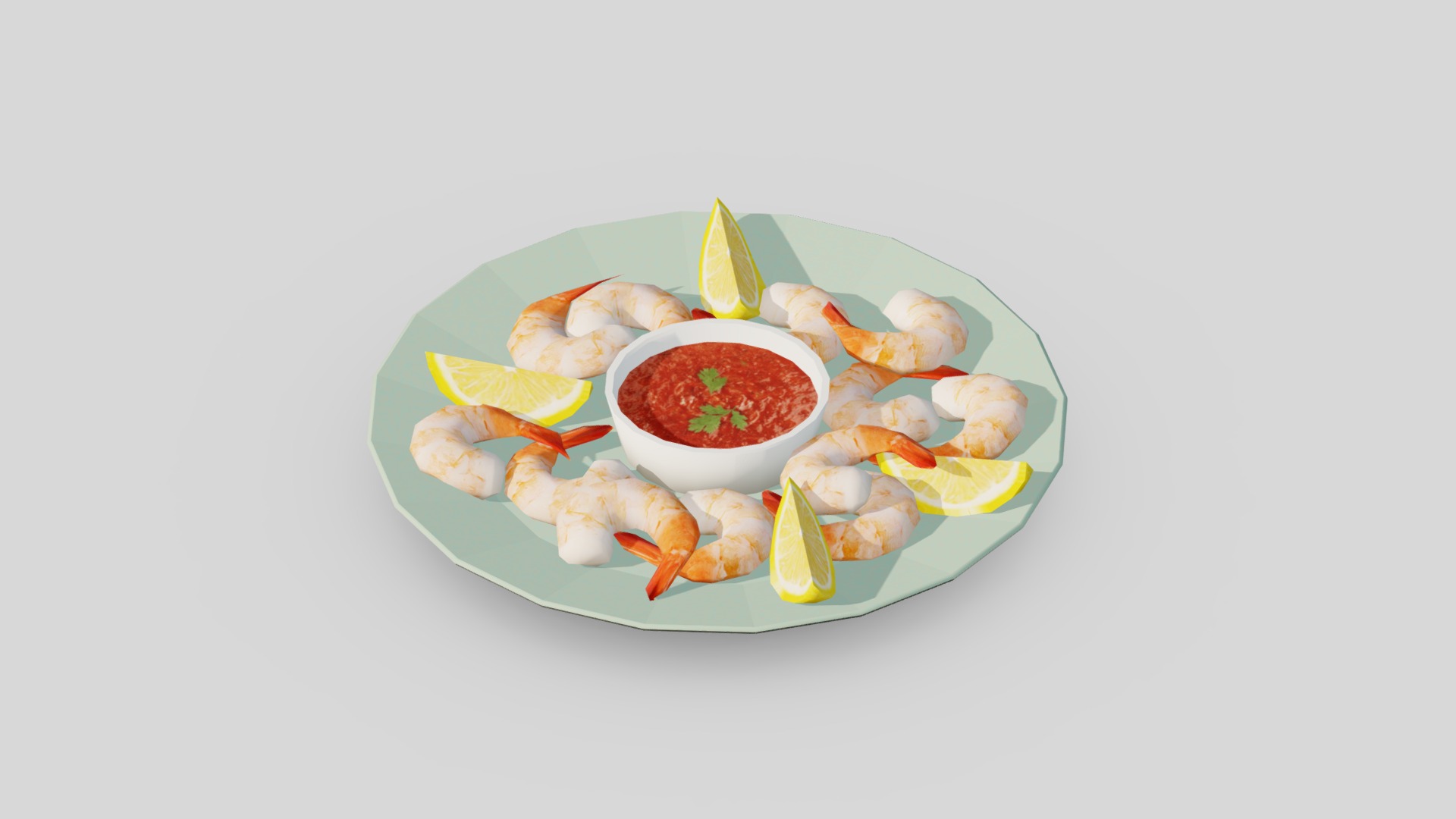 3D model Shrimp Cocktail Low-poly G32 - This is a 3D model of the Shrimp Cocktail Low-poly G32. The 3D model is about a plate of sushi.