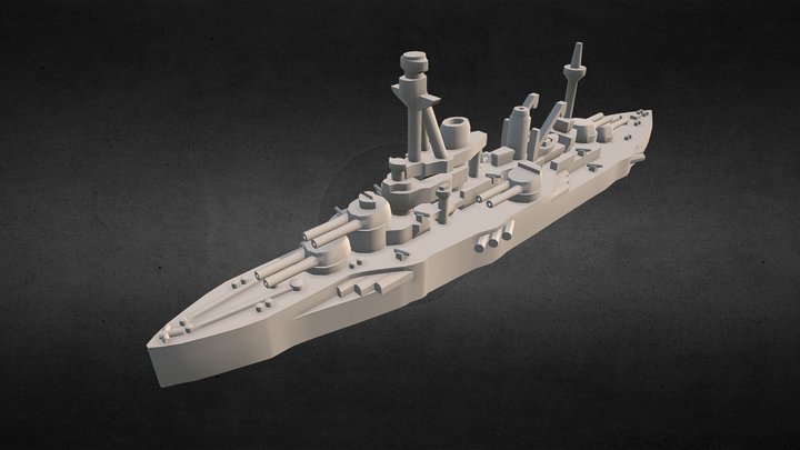 Battleship Coubert 1913 3D Model