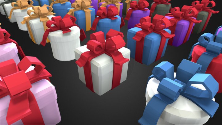 Gift box package low poly 3D Model