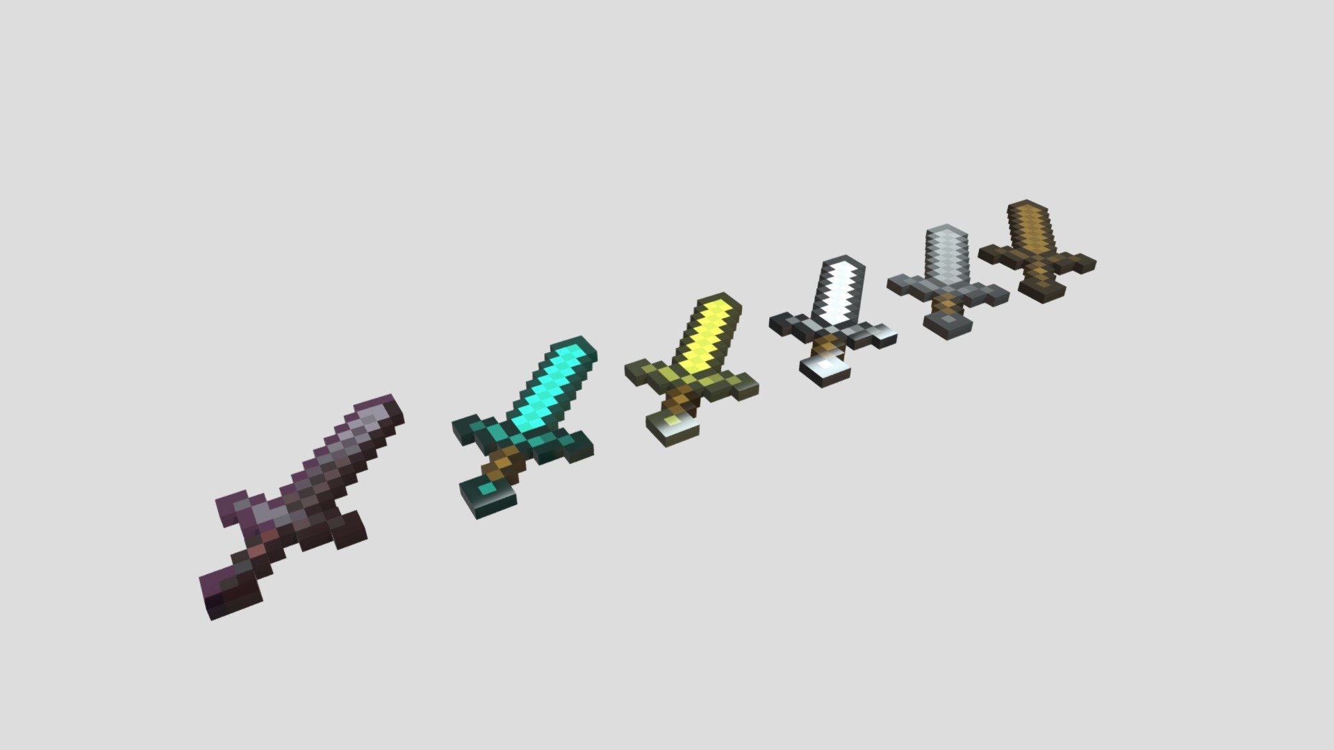 Minecraft Swords_Updated - 3D model by ShadowBubbles [bd914f4] - Sketchfab