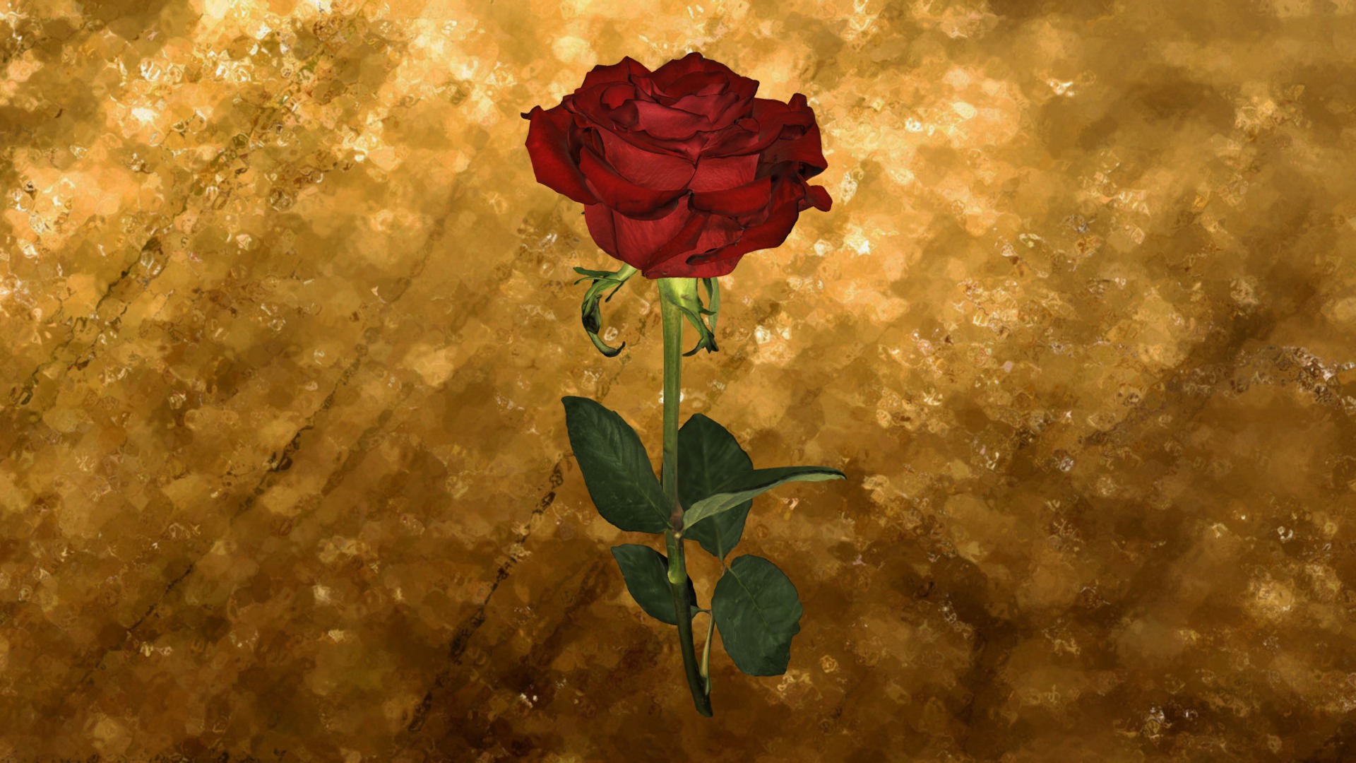 3D model Rose - This is a 3D model of the Rose. The 3D model is about a rose with a stem.