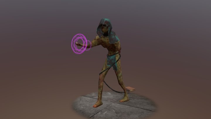 Low Poly Zombie Mage 3D Model