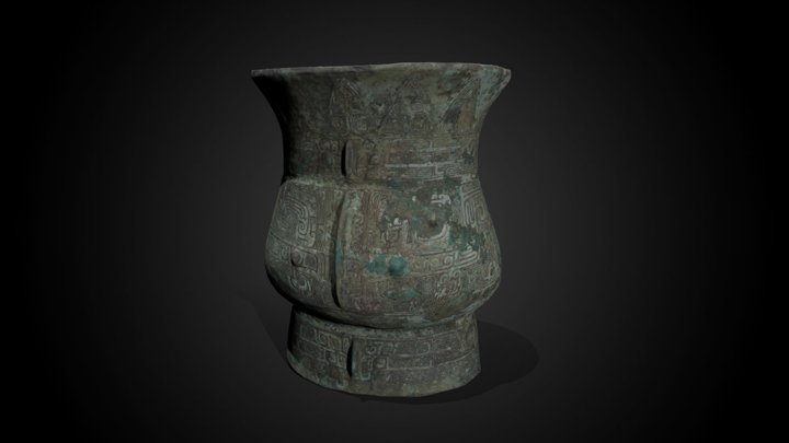Zhi wine vessel base, 13th-12th C BCE – Kostenloses 3D-Modell STL