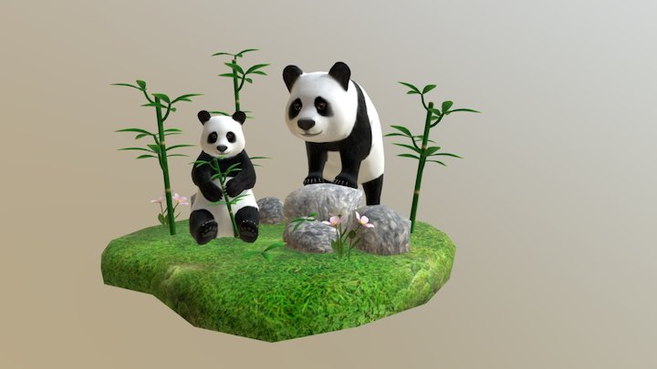Giant Panda Bears 3D Model