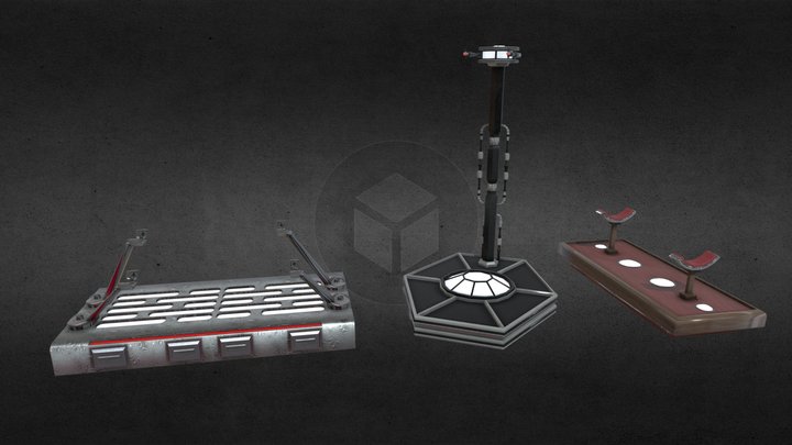 Three lightsaber holders 3D Model