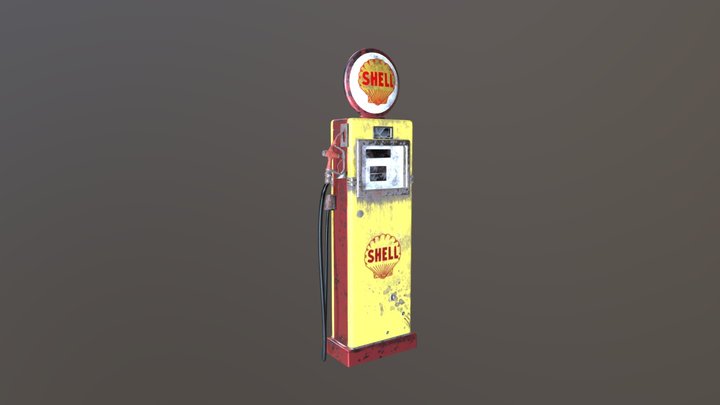 Retro Shell Station gas pump 3D Model